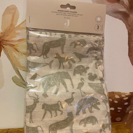Hydrofiele washand Animals Olive Green