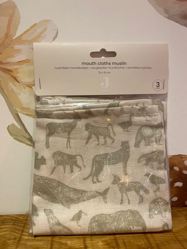 Monddoekjes Animals Olive green
